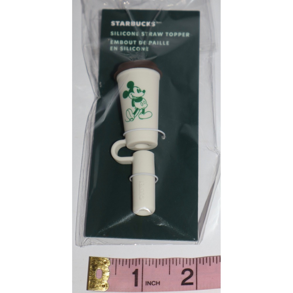 Starbucks Disney Parks Mickey Mouse Silicone Straw Topper Coffee Cup Cream Brown - Picture 7 of 9
